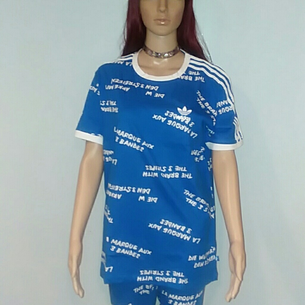 Adidas blue Three stripes T_shirt short sleeve